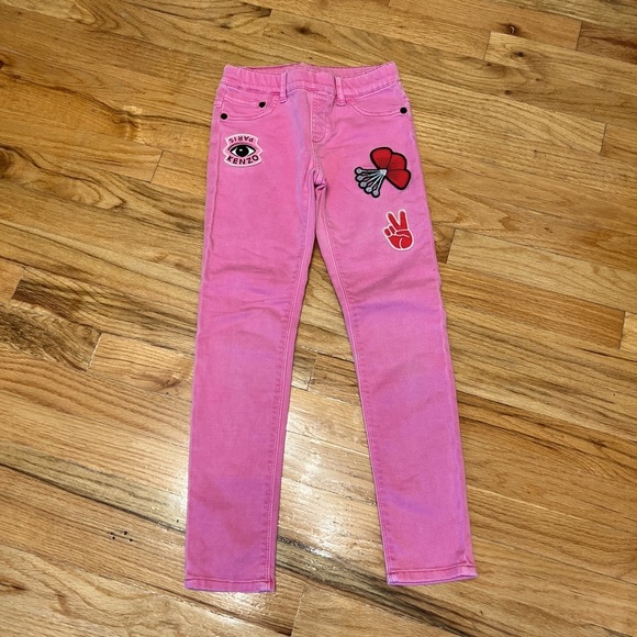 Kenzo Girls Pink Patched Jeggings - Picture 1 of 6